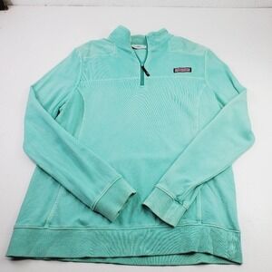 Vineyard Women Sweater Size Medium Pullover 1/4 Zipper Over dye Green casual